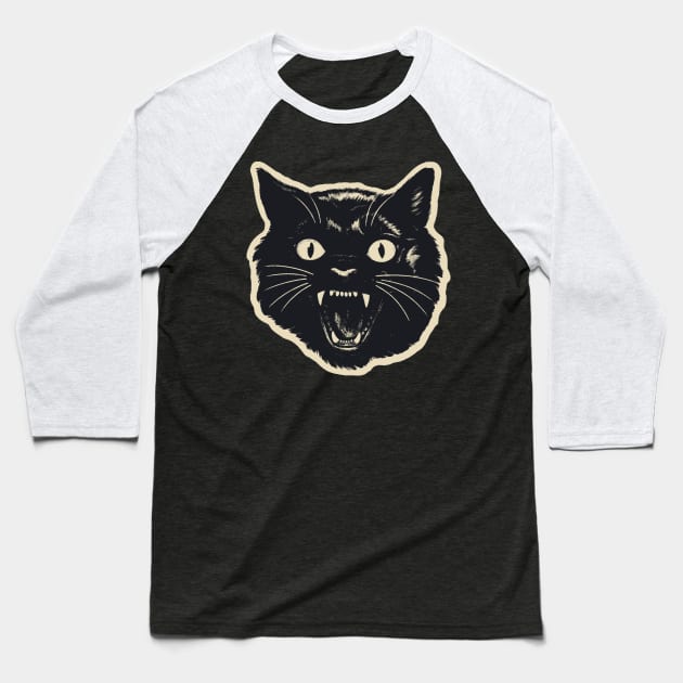 CreepyCool Black Cat Baseball T-Shirt by CreepyCool